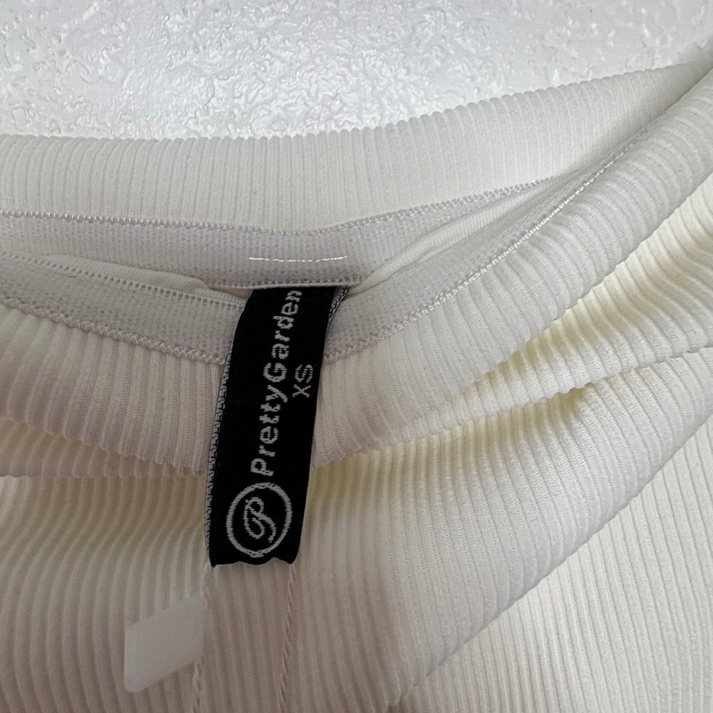 PrettyGarden White Strapless Ribbed Bodycon Midi Dress Side Slit XS - Picture 6 of 8